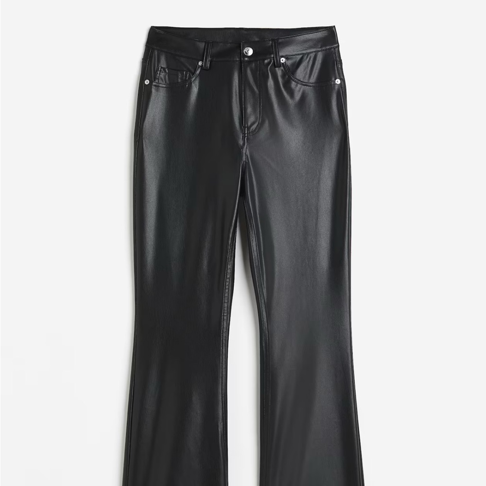 H&M Black vegan Leather Pants Flare nwt